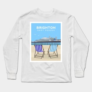 Brighton Pier and Beach, East Sussex Long Sleeve T-Shirt